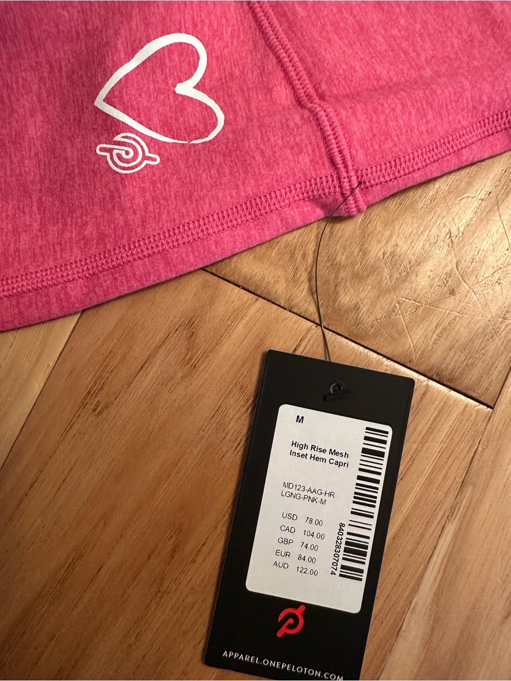 Peloton High-Rise Mesh Inset Hem Capri - Pink NWT medium heart